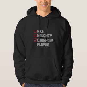 Nice Naughty Cornhole Player List Ugly Christmas Hoodie