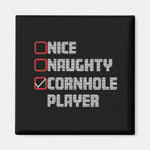 Nice Naughty Cornhole Player List Ugly Christmas Magnet