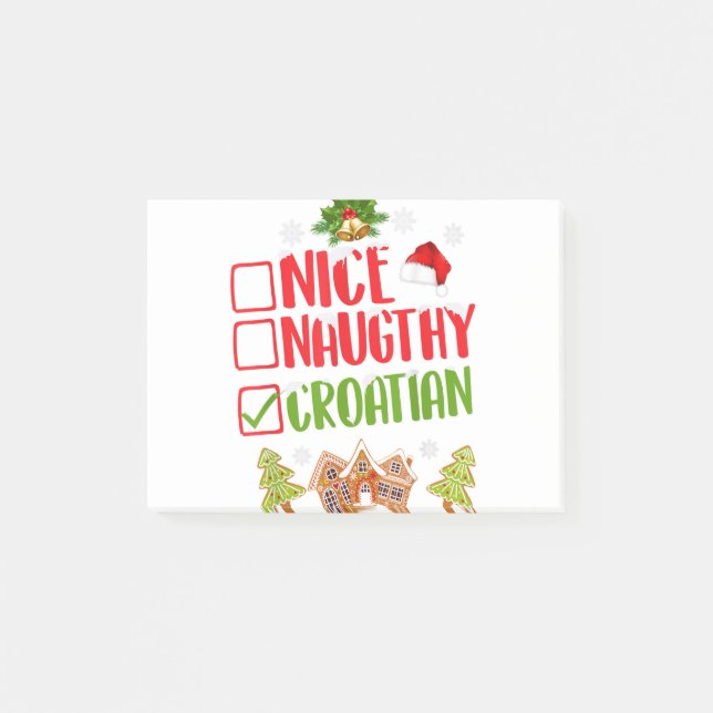 Nice naughty croatian christmas mens womens x-mas. post-it notes (Front)
