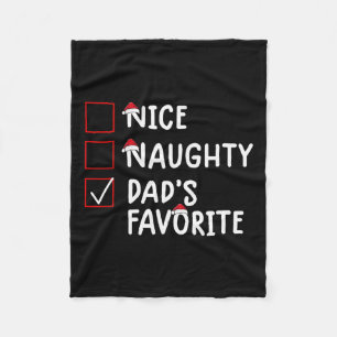 Nice Naughty Dad's Favourite Cute Christmas Fleece Blanket