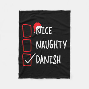 Nice Naughty Danish - Funny Christmas List Pajama  Fleece Blanket