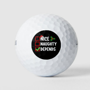 Nice Naughty Depends Christmas List Holiday Golf Balls