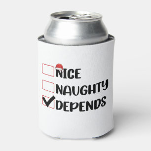 Nice Naughty Depends Santa Christmas List Can Cooler