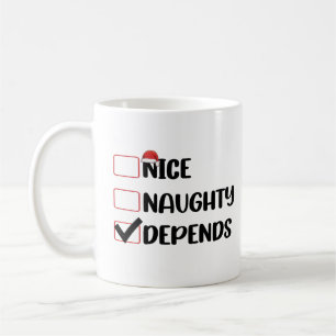 Nice Naughty Depends Santa Christmas List Coffee Mug