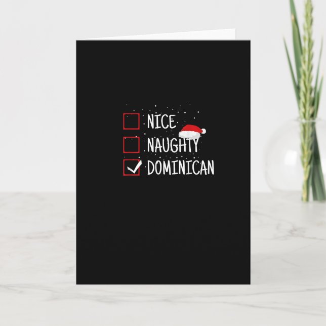 Nice Naughty Dominican Christmas List  Card (Front)