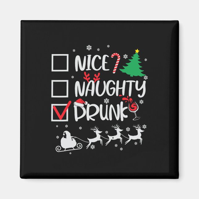 Nice Naughty Drunk Check Funny Christmas  Magnet (Front)