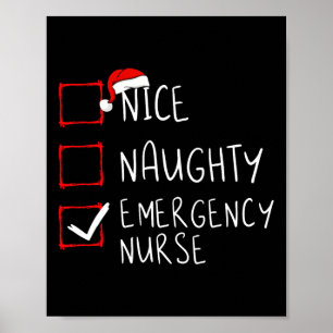 Nice Naughty Emergency Nurse Christmas List Er Xma Poster