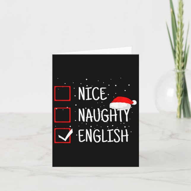 Nice Naughty English Christmas Checklist Funny Eng Card (Front)