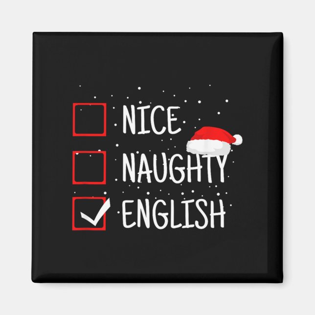 Nice Naughty English Christmas Checklist Funny Eng Magnet (Front)