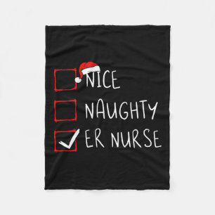 Nice Naughty Er Nurse Christmas List Santa Claus X Fleece Blanket