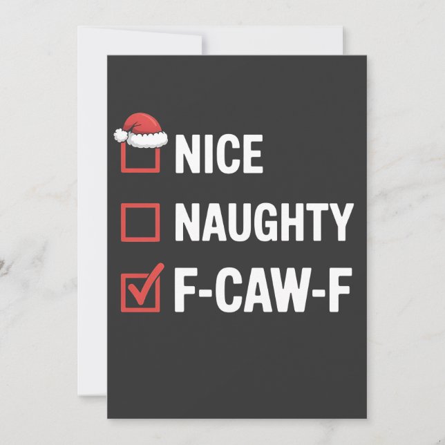Nice Naughty F-Caw-F Funny Santa Naughty  Save The Date (Front)