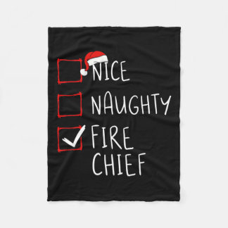 Nice Naughty Fire Chief Christmas List Santa Claus Fleece Blanket