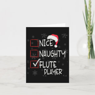 Nice Naughty Flute Player List Christmas Santa Cla Card