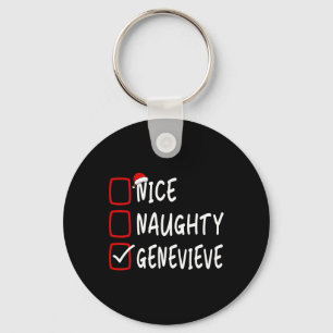 Nice Naughty Genevieve Personalized Name Christmas Keychain