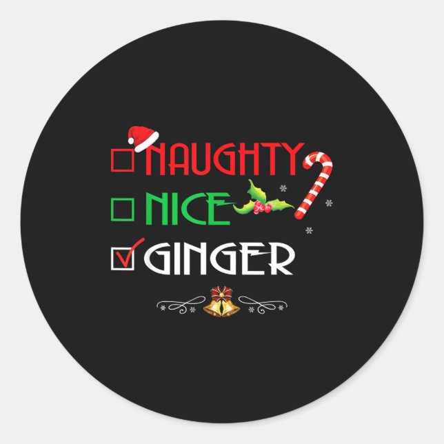 Nice Naughty Ginger Group Matching Christmas  Classic Round Sticker (Front)