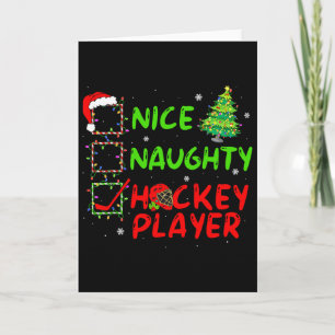 Nice Naughty Hockey Player Check List Christmas Sa Card