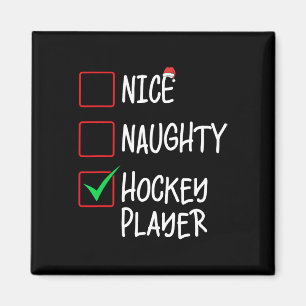 Nice Naughty Hockey Player Christmas List Santa Cl Magnet