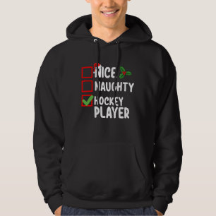 Nice Naughty Hockey Player Christmas List Santa Hoodie