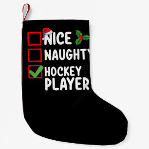 Nice Naughty Hockey Player Christmas List Santa Small Christmas Stocking