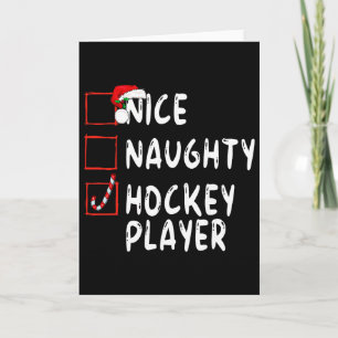 Nice Naughty Hockey Player Christmas Santa Claus  Card