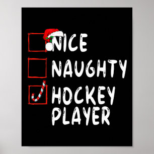 Nice Naughty Hockey Player Christmas Santa Claus  Poster
