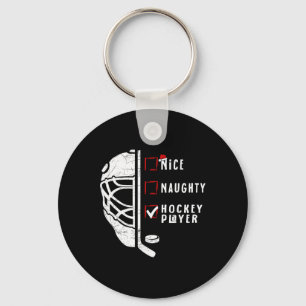 Nice Naughty Hockey Player List Christmas Santa Cl Keychain