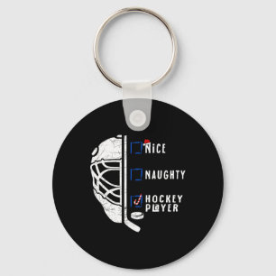 Nice Naughty Hockey Player List Christmas Santa Cl Keychain