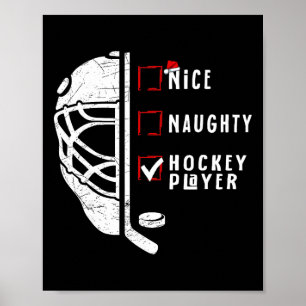 Nice Naughty Hockey Player List Christmas Santa Cl Poster