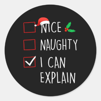 Nice Naughty I Can Explain Christmas Family Matchi Classic Round Sticker