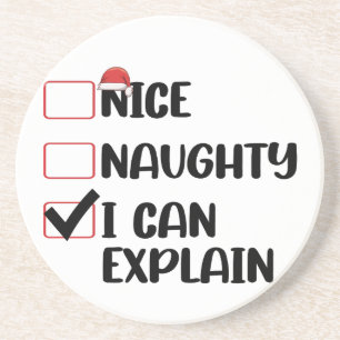 Nice Naughty I Can Explain Christmas List Santa Coaster