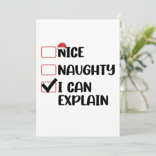 Nice Naughty I Can Explain Christmas List Santa  Invitation