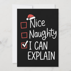 Nice Naughty I Can Explain Christmas List Xmas Holiday Card