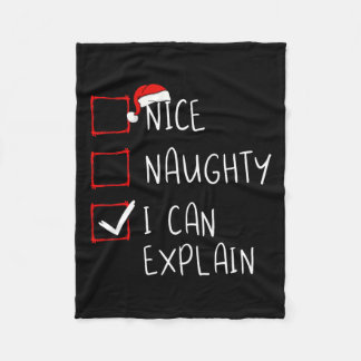 Nice Naughty I Can Explain Christmas List Xmas San Fleece Blanket