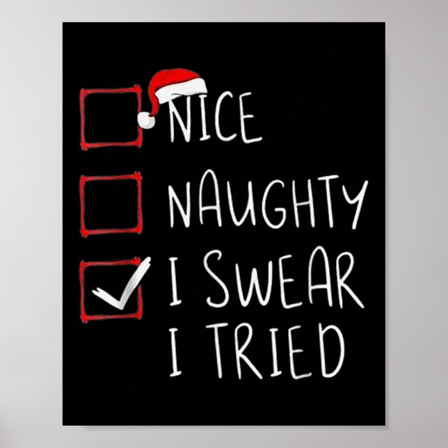 Nice Naughty I Swear I Tried Christmas Santa Graph Poster (Front)