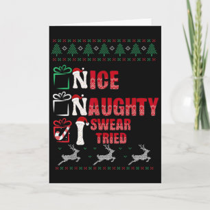 Nice Naughty I Swear I Tried List Xmas Lover Chris Card