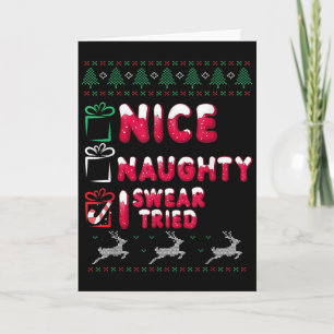 Nice Naughty I Swear I Tried List Xmas Lover Chris Card