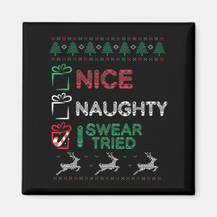 Nice Naughty I Swear I Tried List Xmas Lover Chris Magnet