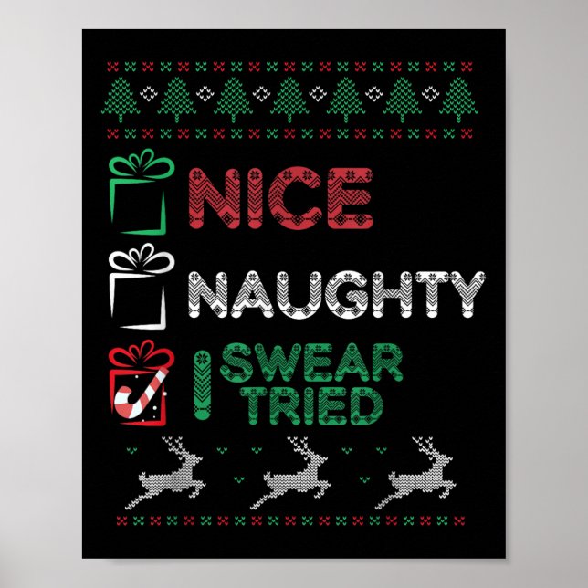 Nice Naughty I Swear I Tried List Xmas Lover Chris Poster (Front)
