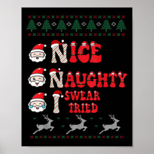Nice Naughty I Swear I Tried List Xmas Lover Chris Poster