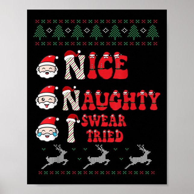 Nice Naughty I Swear I Tried List Xmas Lover Chris Poster (Front)
