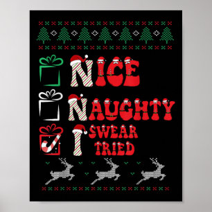 Nice Naughty I Swear I Tried List Xmas Lover Chris Poster