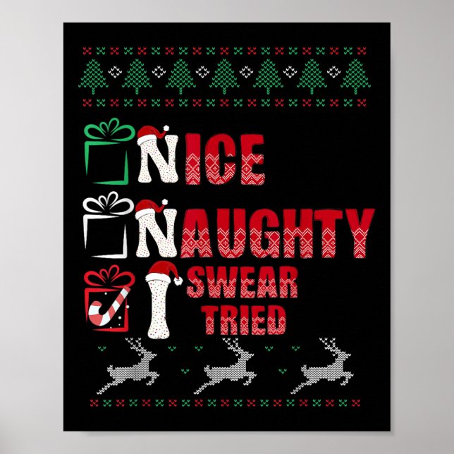 Nice Naughty I Swear I Tried List Xmas Lover Chris Poster (Front)