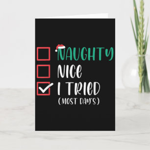 Nice Naughty I Tried Christmas List Santa Claus Fu Card