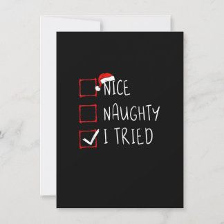 Nice Naughty I Tried Christmas List Xmas Santa Cla Invitation