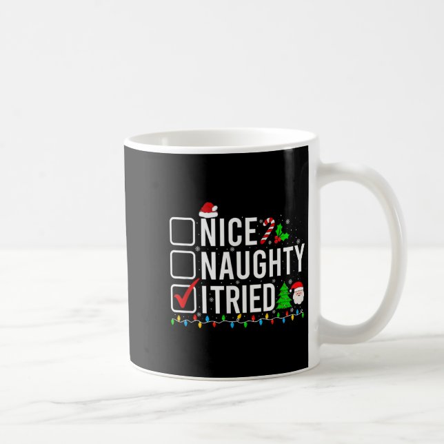 Nice Naughty I Tried Family Xmas Pajama Funny Chri Coffee Mug (Right)