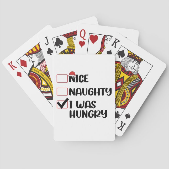 Nice Naughty I Was Hungry Christmas List Playing Cards (Back)
