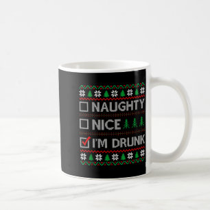 Nice Naughty I'm Drunk Checklist Ugly Christmas Sw Coffee Mug