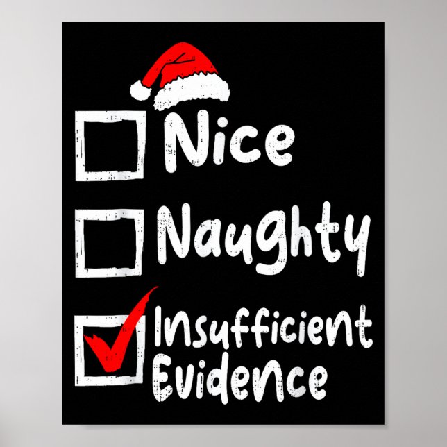 Nice Naughty Insufficient Evidence Funny Christmas Poster (Front)