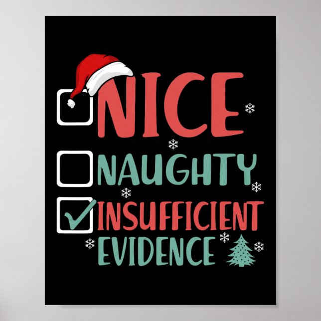 Nice Naughty Insufficient Evidence Funny Christmas Poster (Front)