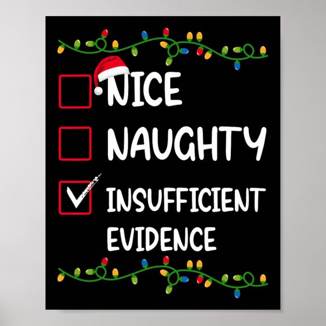 Nice Naughty Insufficient Evidence Santa Christmas Poster (Front)
